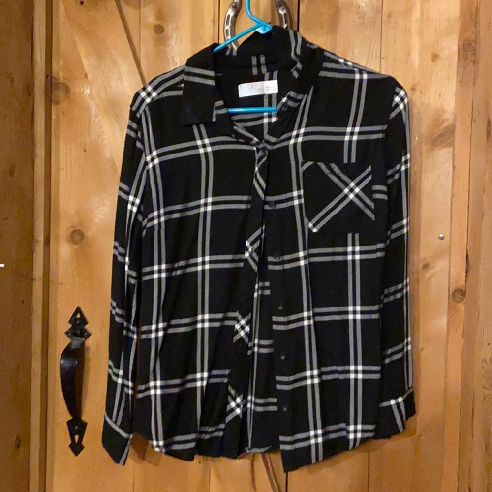 Time and Tru M(8-10) Black and White Flannel